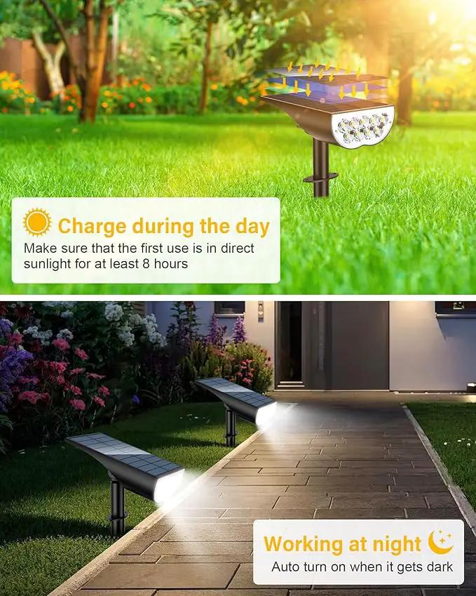 BAXIA TECHNOLOGY Solar Spot Lights Outdoor Waterproof, 3 Lighting Modes Solar Spotlights, Dusk to Dawn Spot Light for Yard Pathway Landscape Driveway, Warm White, 6 Pack by GreenHaven Gardens