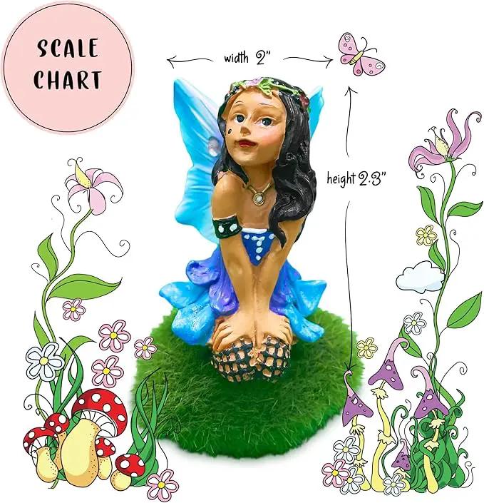 WILD PIXY Indoor Fairy Figurine – Miniature Fairy for Gardens, Ornaments, or Cake Toppers, Fairy Garden Decor and Accessories, Premium Resin, Designer Gift Box with Poem Card by GreenHaven Gardens