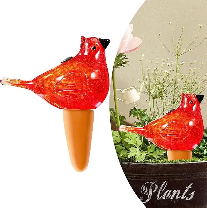 Glass Bird Shaped Plant Watering Ball Glass Automatic Watering Ball Flower Pot Insertion Spike Drip Irrigation Device Watering Ball Irrigation System Plant Enthusiast Gift (Red) by GreenHaven Gardens
