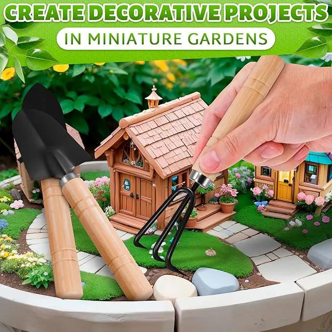 Mini Garden Tools - 3Pcs Indoor Plant Tools Set Indoor Gardening Tools Small Garden Shovel Mni Rake Small Gardening Tools Set Hand Rake Gardening Spade Gardening Supplies Indoor Garden Trowels by GreenHaven Gardens