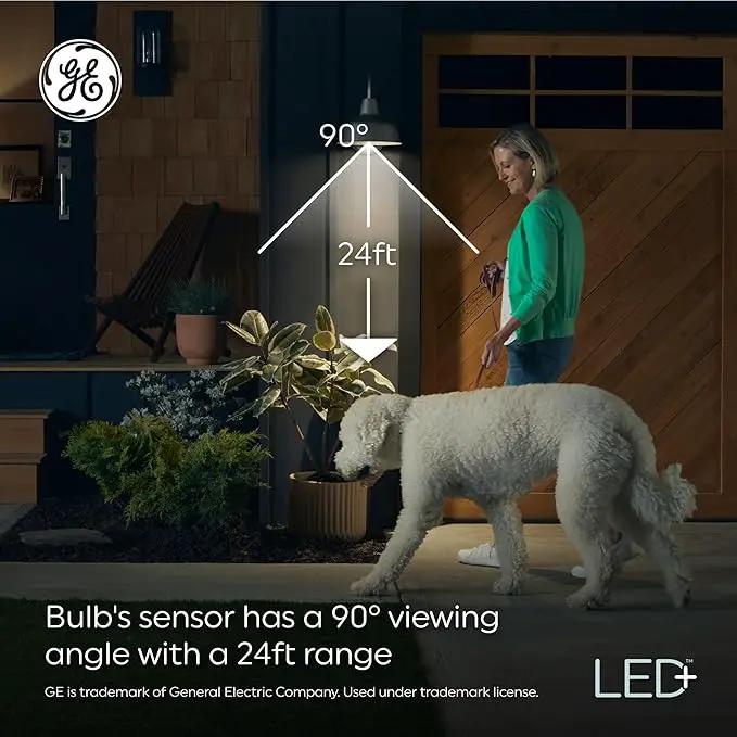 GE LED+ Motion Sensor LED Light Bulbs, 12W, Outdoor Security Lights, A21, Warm White (2 Pack) by GreenHaven Gardens