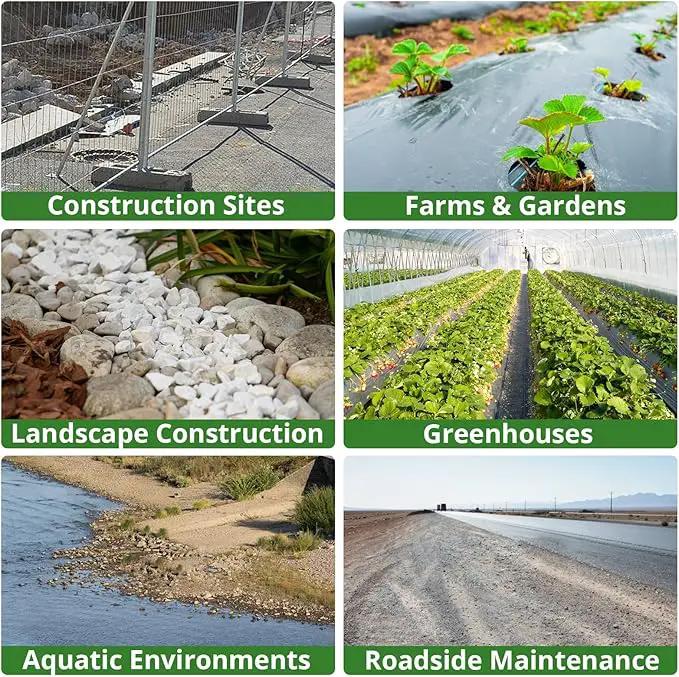 3ft x 100ft Weed Barrier Landscape Fabric, 3.2oz Heavy Duty Woven Geotextile with 20 U-Shaped Pegs & Pre-Printed Cutting Lines, Ground Cover Colth Garden Bed Liner for Landscape, Driveway, Greenhouse by GreenHaven Gardens