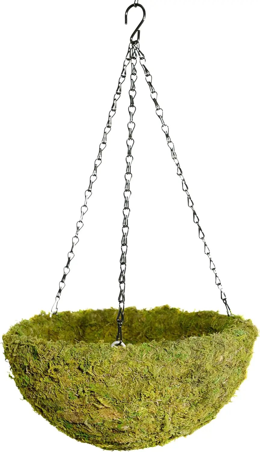 SuperMoss (29201) MossWeave Hanging Basket - Round, Fresh Green, Medium (14.5 Diameter)" by GreenHaven Gardens