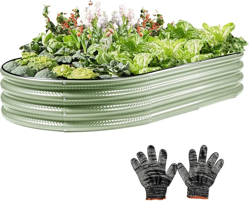 Raised Garden Bed, Galvanized Planter Raised Beds for Outdoor,Vegetables, Flowers & Herbs, Heavy-Duty Metal Raised Garden Beds Outdoor, Rust-Resistant & Easy Assembly (Green, 8x4x1 ft) by GreenHaven Gardens