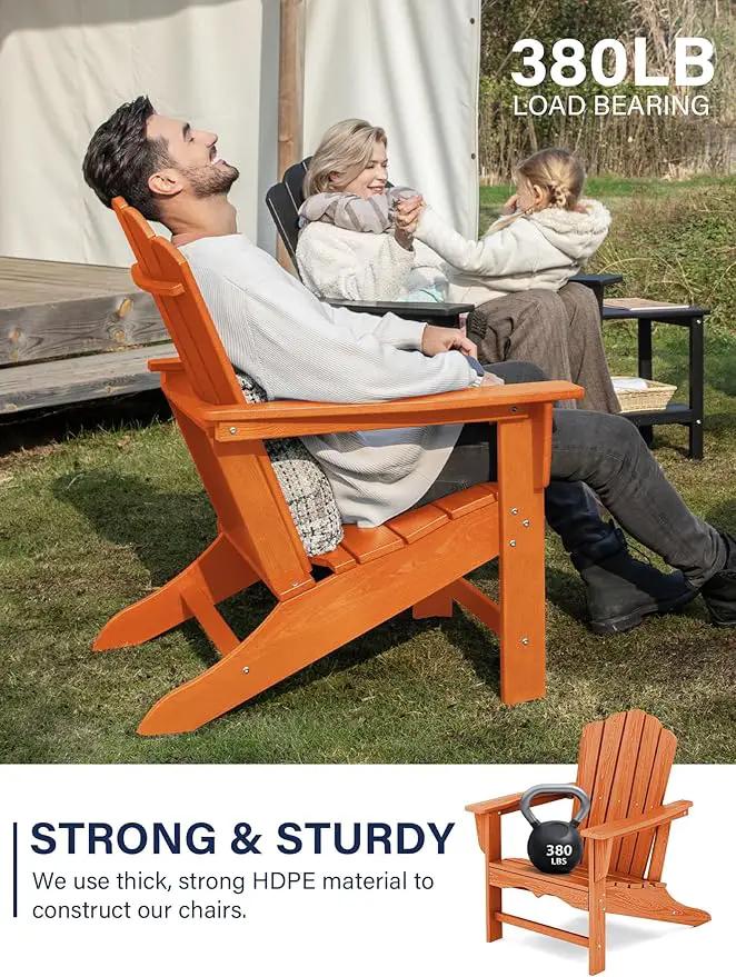 KINGYES HDPE Adirondack Chair Chair Set of 6, Classic All-Weather Adirondack Chair, Orange by GreenHaven Gardens