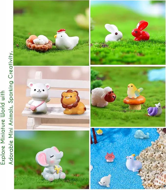 Mini Resin Animals Variety Pack to Hide for Prank Tiny Resin Animals Bulk 100 PCS Figurines for Miniature Fairy Garden Accessories, Cake Topper Decor, Birthday Gift, Party Favors by GreenHaven Gardens
