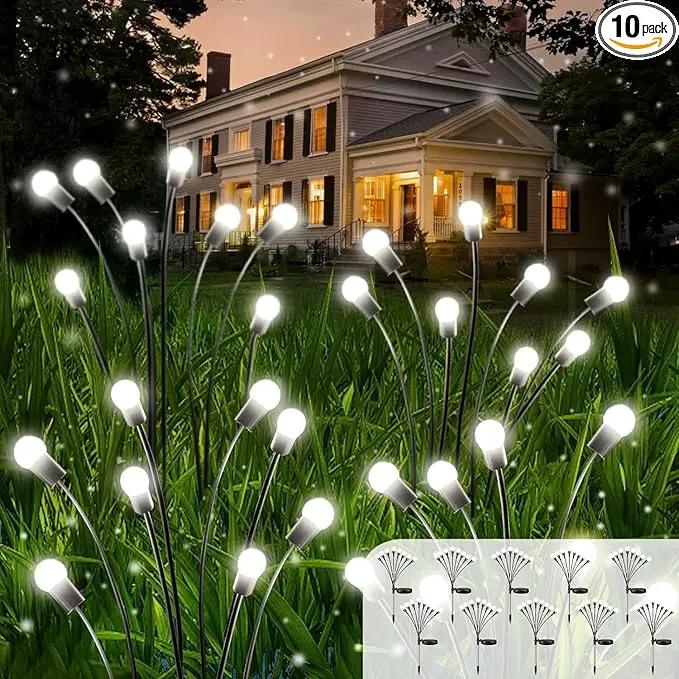 OZS 10pack 80LED Solar Garden Lights - Outdoor, Swaying Lights, Waterproof for Garden Pathway Decoration (Cool White) by GreenHaven Gardens