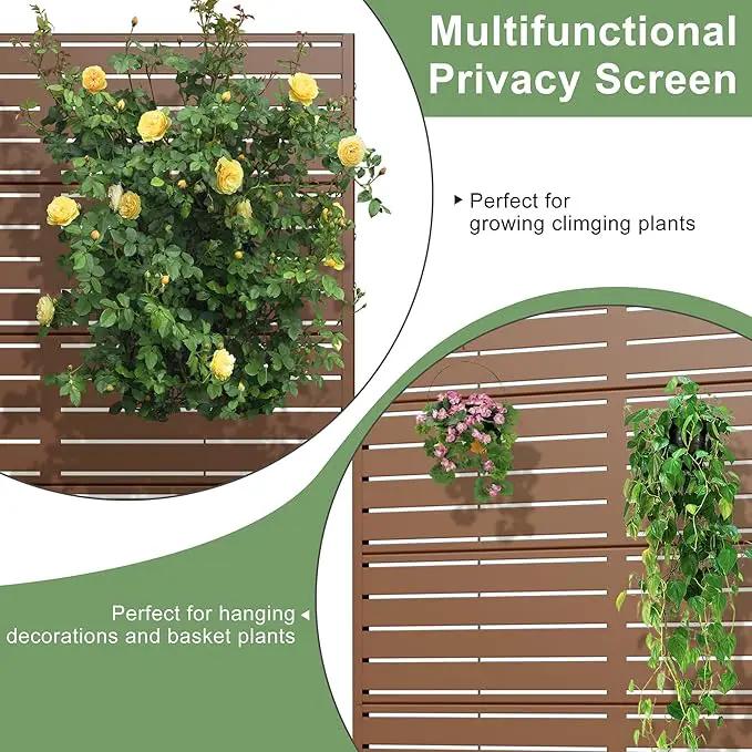 Casaphoria Metal Raised Garden Bed with Trellis and Wheels, 72"x35"x16" Planter Box for Climbing Plants, Vegetables & Vines, Features Drainage Holes and Privacy Screen (Brown-Louvered) by GreenHaven Gardens