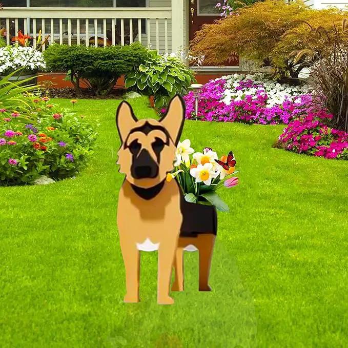 German Shepherd Dog Planter Plant Pots,Cute Garden Dog Flower Planter,Large Dog Planters Birthday Gifts for Women,Office,Indoor/Outdoor Decor（9.84 * 6.77 * 17in） by GreenHaven Gardens