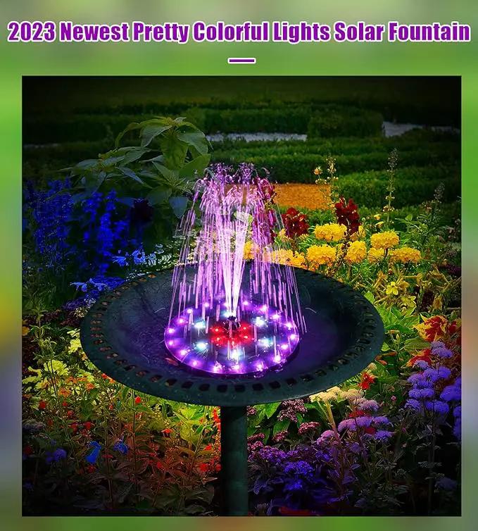 SZMP Solar Fountain 4W Bird Bath Fountains Upgraded 60 LED Lights, Solar Powered Fountain Pump Built-in 4000 Battery with 7 Nozzle & 4 Fixer, Solar Water Fountain for Garden, Bird Bath, Pool, Pond by GreenHaven Gardens