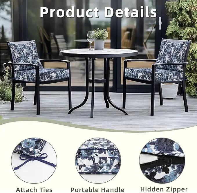 Favoyard Outdoor Seat Cushion 19 x 19 x 3 in Waterproof Pattern Fade Resistant Cover Removable Patio Furniture Cushions Deep Seat & Back Cushion Set with Adjustable Straps for Patio Chair Sofa Couch by GreenHaven Gardens