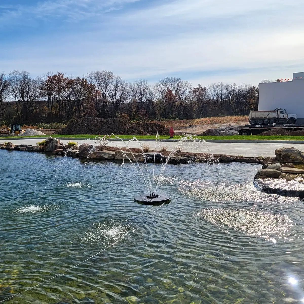 HALF OFF PONDS Floating Fountain – 1/4 HP Pond Aerator, 100' Cord – 3000 GPH Water Pump – 9 Spray Patterns - White LED Lights - for Ponds & Water Gardens by GreenHaven Gardens