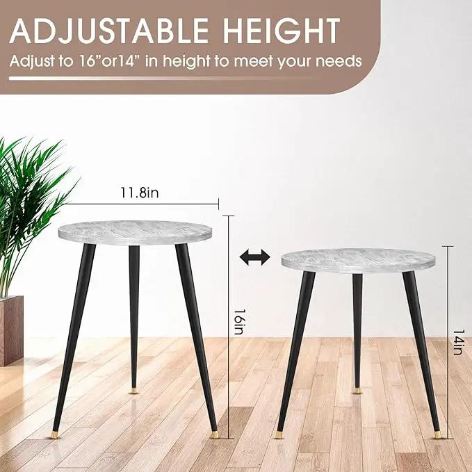 Plant Stand Indoor, Mid Century Wood Plant Stand Grey Plant Table for Flower Pots, Heavy Duty Metal Tall Plant Holder, Modern Home Decor Small Round Side End Table (11.8"x16") by GreenHaven Gardens