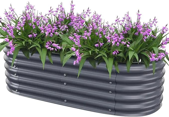 Raised Garden Bed 5x2x1.4 Ft Planter Box for Outdoor - Zinc-Aluminum-Magnesium Stainless Steel Durable Metal Garden Beds Kit for Vegetables, Flowers, Herbs and Succulents (Deep Grey) by GreenHaven Gardens