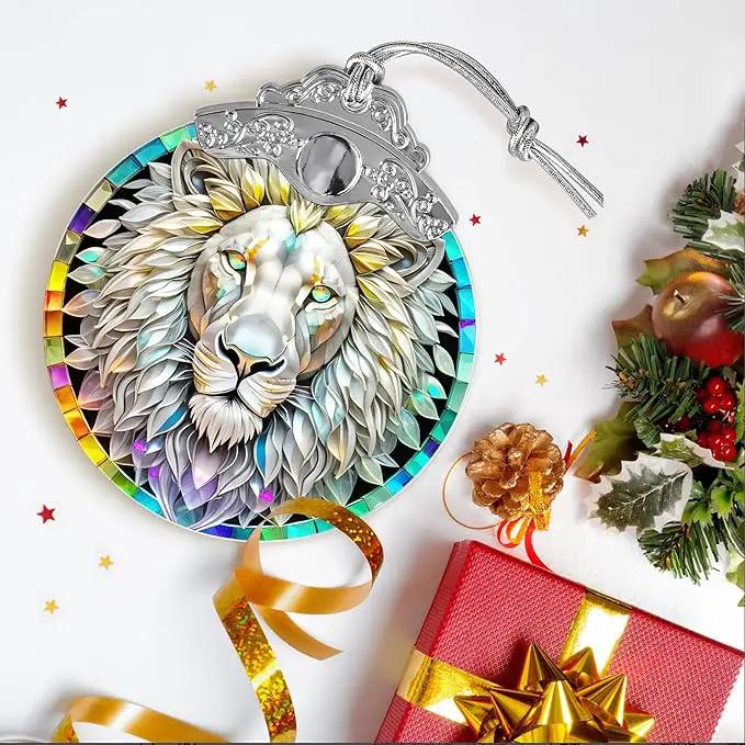 Stained Glass Suncatcher, Jocidea Lion Ornament, Christmas Ornaments, Holidays Ornaments, Christmas Tree Decor, Lion Decor for Home, Lion Gifts by GreenHaven Gardens