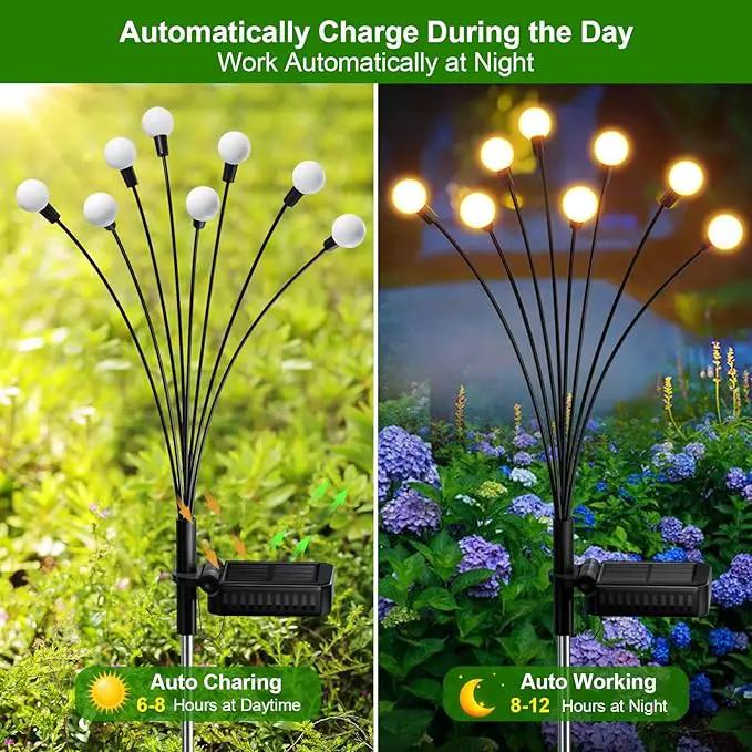 LETMY 6 Pack 48 LED Solar Garden Lights, Upgraded Swaying Firefly Lights Outdoor Waterproof for Outside Garden Decor Yard Patio Decorations, Larger Solar Panel & Bigger Bulb Base by GreenHaven Gardens