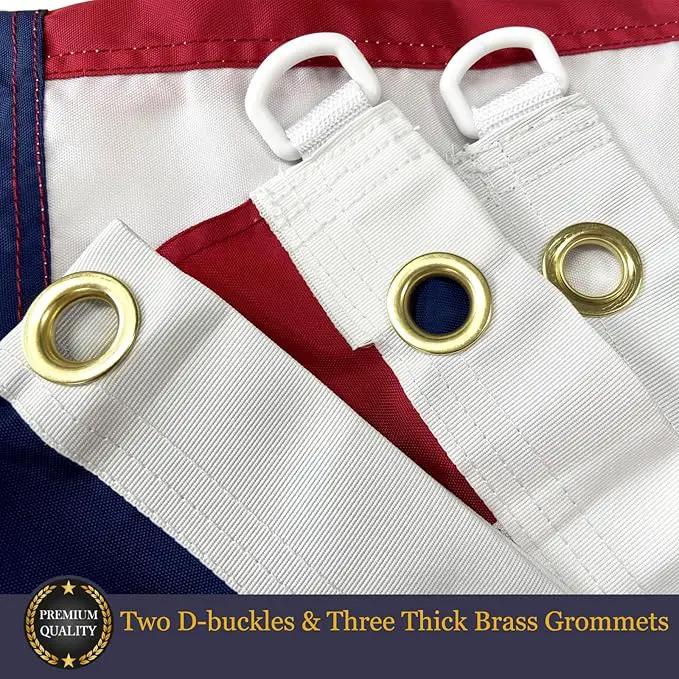 Homissor American Flag 5x8 Embroidered Stars 5x8 Foot Flags USA Heavy Duty Nylon US Outdoor Banner Sewn Stripes with 3 Brass Grommets by GreenHaven Gardens