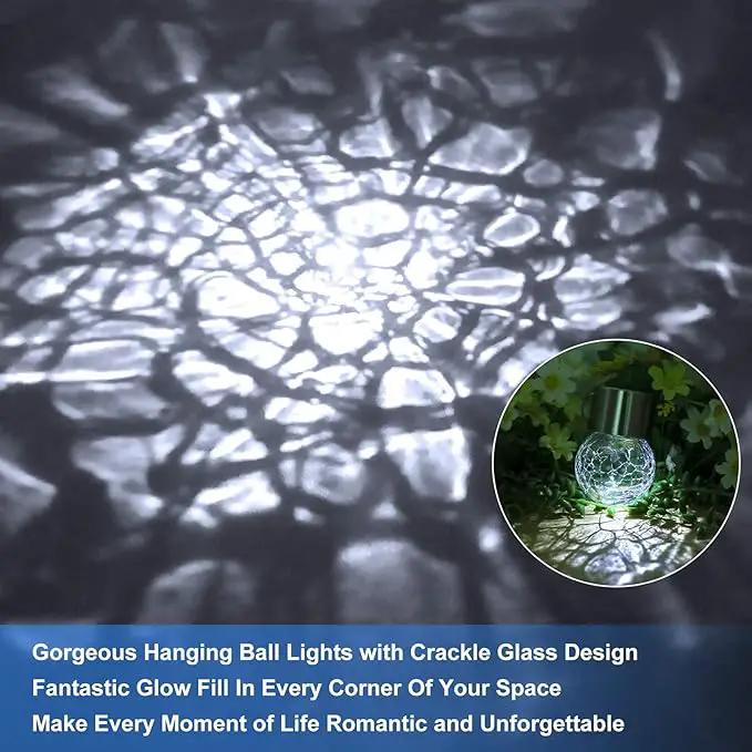 12Pack Outdoor Hanging Solar Lights - Solar Powered Crackle Glass Ball Lights Waterproof Tree Hanging Outdoor Globe Lights with Hook for Garden Balcony Patio Christmas Party Decoration, Daylight White by GreenHaven Gardens