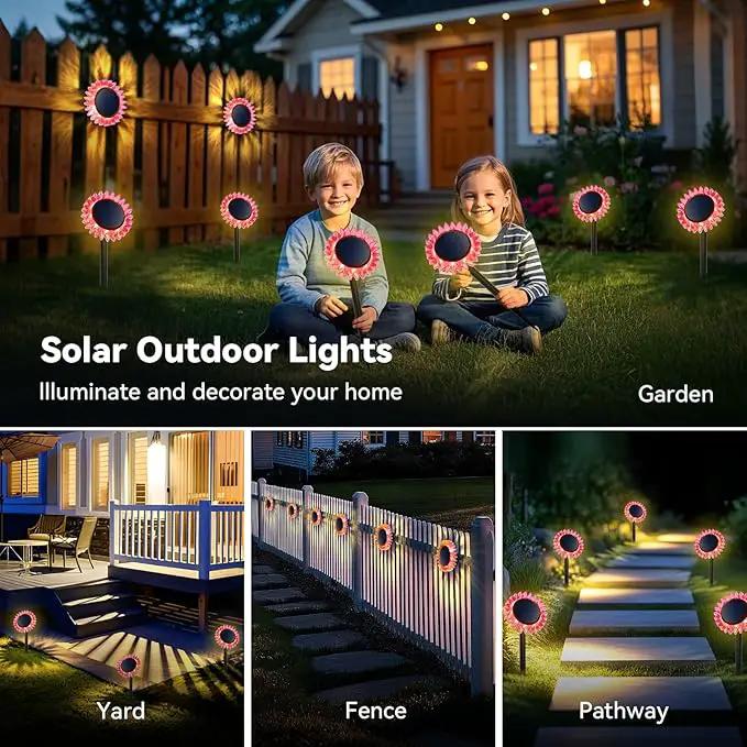 Hogni Solar Pathway Lights - 2 Pack LED Sunflower Garden Light, Waterproof Outdoor Decor for Wall, Lawn, Yard, Walkway, Patio, Landscape by GreenHaven Gardens