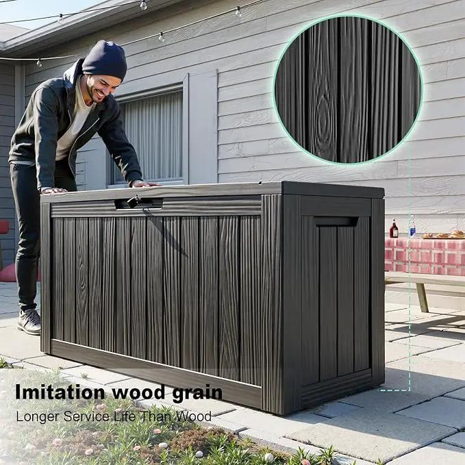 86 Gallon Outdoor Deck Box,Storage Lockable Waterproof Patio Furniture,Garden Tools,Cushions,Pool Accessories Outside Storage Resin Box(Black) by GreenHaven Gardens