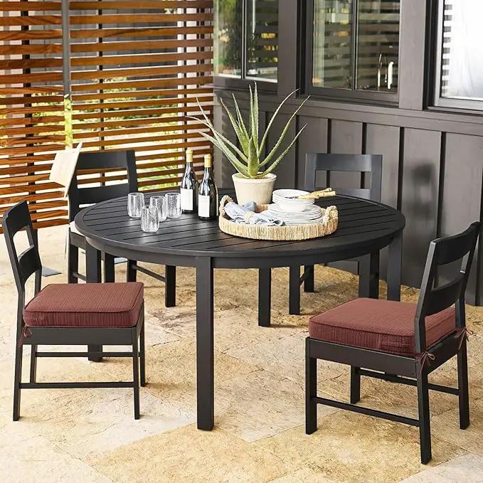 Outdoor Square Corner Seat Cushion, 18.5"x16"x3", Set of 4, Non Slip Seat Cushion Pads with Removable Cover for Patio Furniture, Garden Yard Lawn, Dark Yellow Tan Stripe by GreenHaven Gardens