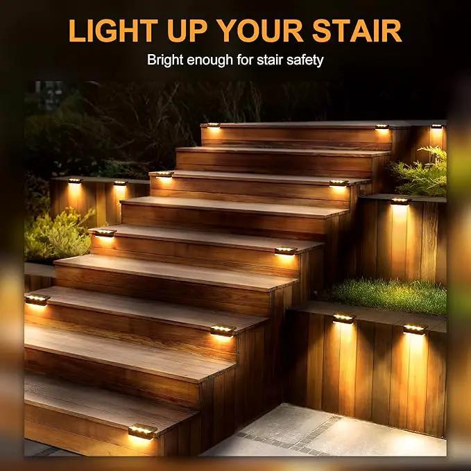 SOLPEX Solar Fence Lights, 6 LEDs Solar Lights Outdoor Waterproof Solar Powered for Deck, Stair, Front Porch, Balcony, Walkway, Garden, Yard, Patio, Pool Decor, IP65 Waterproof (12 Pack, Warm White) by GreenHaven Gardens