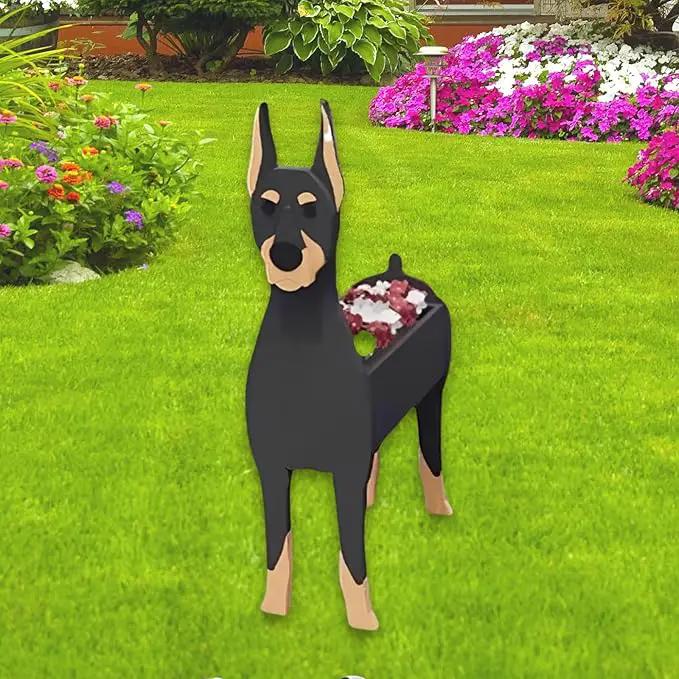 Doberman Dog Planter Plant Pots,Cute Garden Dog Flower Planter,Dog Planters Birthday Gifts for Women,Office,Indoor/Outdoor Decor（9.45 * 5.28 * 13.58in） by GreenHaven Gardens
