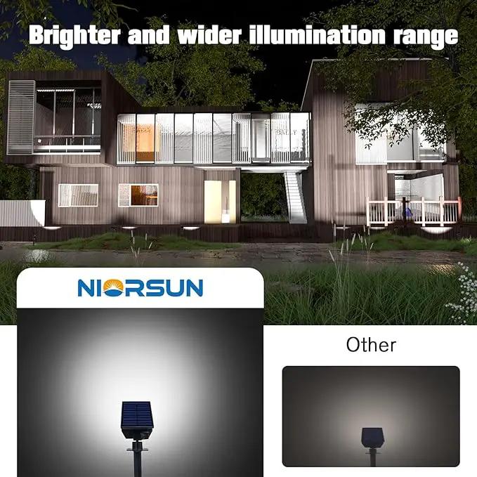 NIORSUN Solar Spot Lights Outdoor,23 LEDs Landscape Lighting with Auto On/Off and 3 Lighting Modes, IP67 Waterproof Spotlights,Outdoor Solar Lights for Yard Garden,4 Pack(Cool White) by GreenHaven Gardens