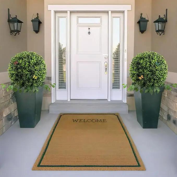 28" Artificial Boxwood Ball Bush, UV Resistant Topiary Tree Faux Boxwood Ball Shaped Porch Bushes with Ground Spike Artificial Bushes for Outdoors Front Door Decor Home Garden by GreenHaven Gardens