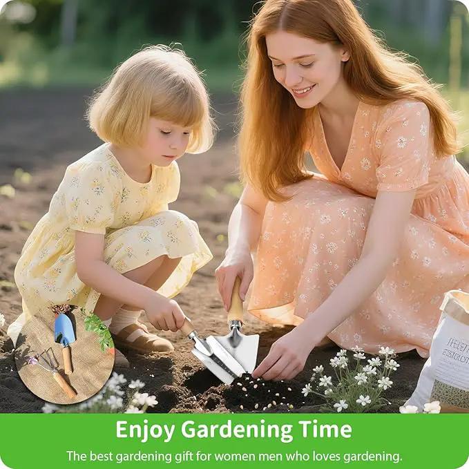 Garden Tool Set, 2 Pieces Stainless Steel Heavy Duty Garden Tools, Gardening Kit with Wooden Handle Garden Hand Tools, Durable Garden Tools for Gardening, Gardening Gifts for Women Men by GreenHaven Gardens