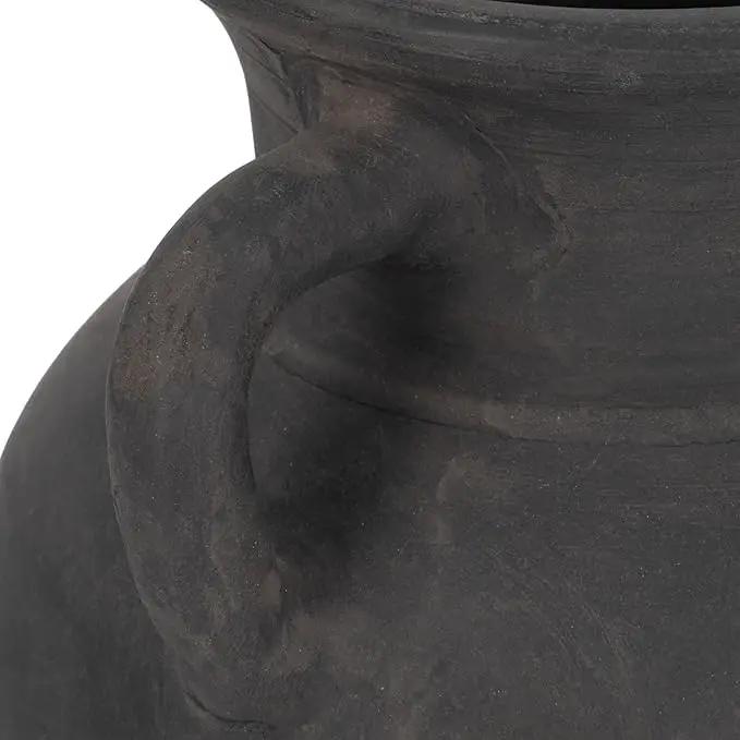 Sagebrook Home Black Boho Terracotta Vase - Amphora-Style Decorative Flower Holder for Home, Office & Living Room - 9" Black by GreenHaven Gardens