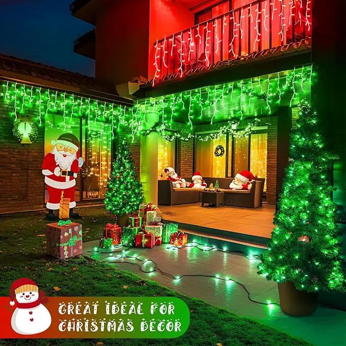 JMEXSUSS 400 LED Christmas Icicle Lights Outdoor, Red & Green Halloween Icicle Lights Clear Wire,Connectable String Lights Plug in for Christmas Party Outdoor Eaves Home Xmas Decorations by GreenHaven Gardens