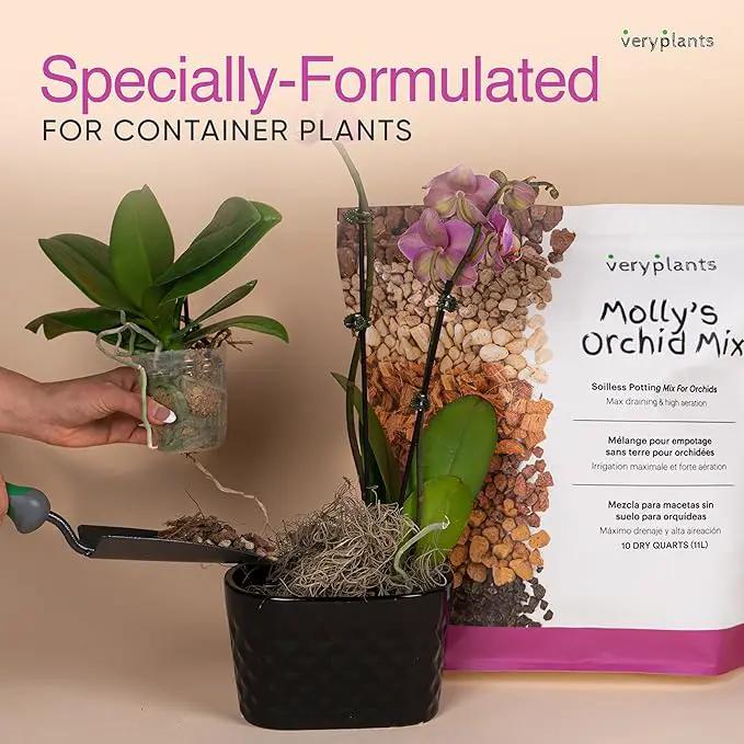 Molly's Orchid Mix - Premium Soilless Potting Mix for Orchids - Contains Bark, Coco Chips, Akadama, Pumice, Lava Rock, 11 Liters by GreenHaven Gardens