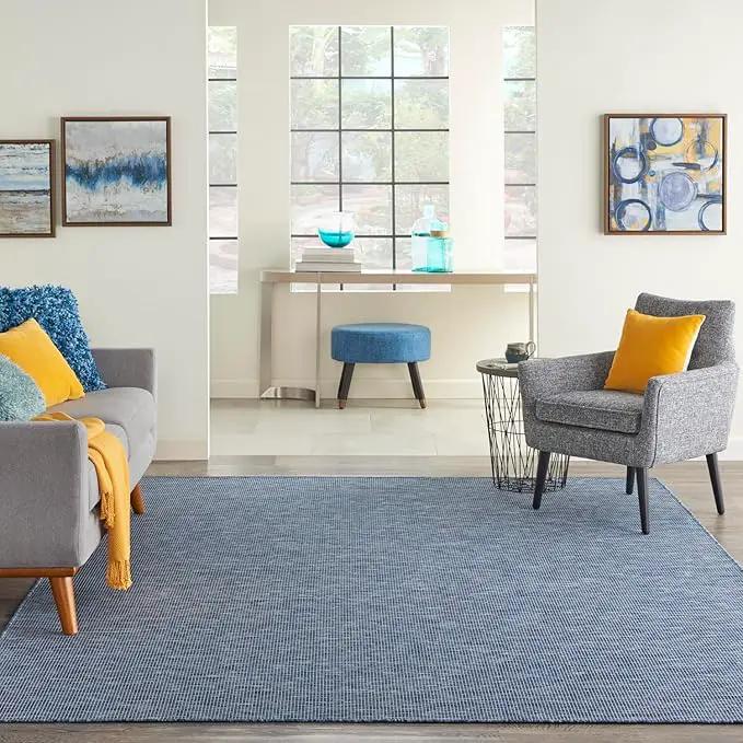 Nourison Positano Indoor-Outdoor Navy Blue 8' x 10' Area Rug, Easy Cleaning, Non Shedding, Bed Room, Living Room, Dining Room, Backyard, Deck, Patio (8x10) by GreenHaven Gardens