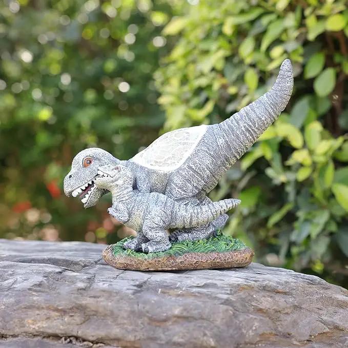 Garden Statue Dinosaur,Solar Dinosaur Decor for Outdoor,Resin Dinosaurs Figurine with Solar Light for Patio,Balcony,Yard,Lawn Ornament,Perfect Garden Gift by GreenHaven Gardens