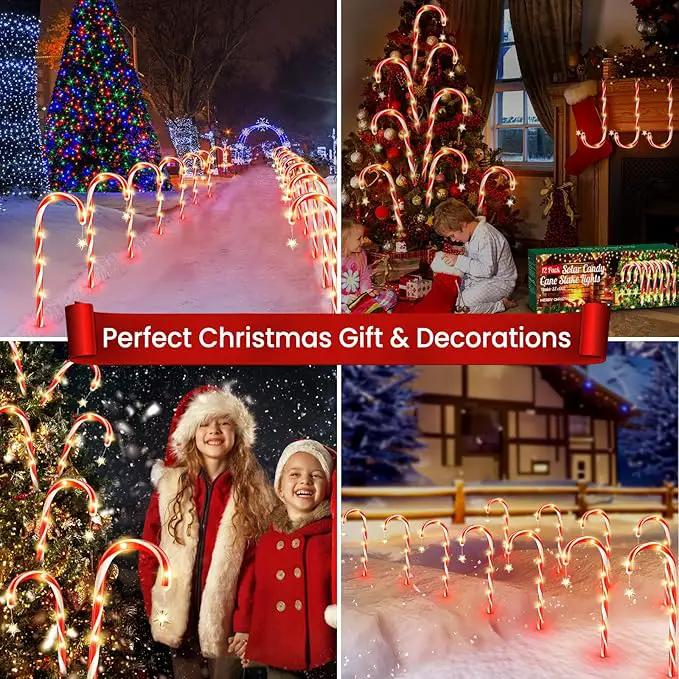 WdtPro Outdoor Christmas Decoration, 12 Pack 28.3FT Solar Powered 72 LED Christmas Candy Cane Lights with Stakes, 10 Lighting Modes Waterproof Christmas Lights Outside Decorations for Yard, Garden by GreenHaven Gardens