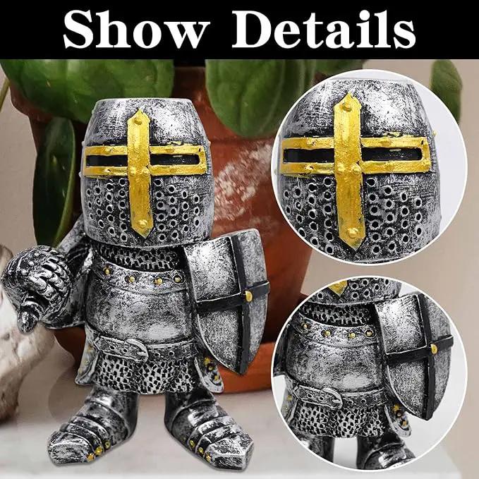 nezababy 8 pcs Knight Gnomes Guard Garden Statue Decoration Medieval Wee Crusader Battle Swordsman Fighting Outdoor Figurines Lawn Decor Resin (H) by GreenHaven Gardens