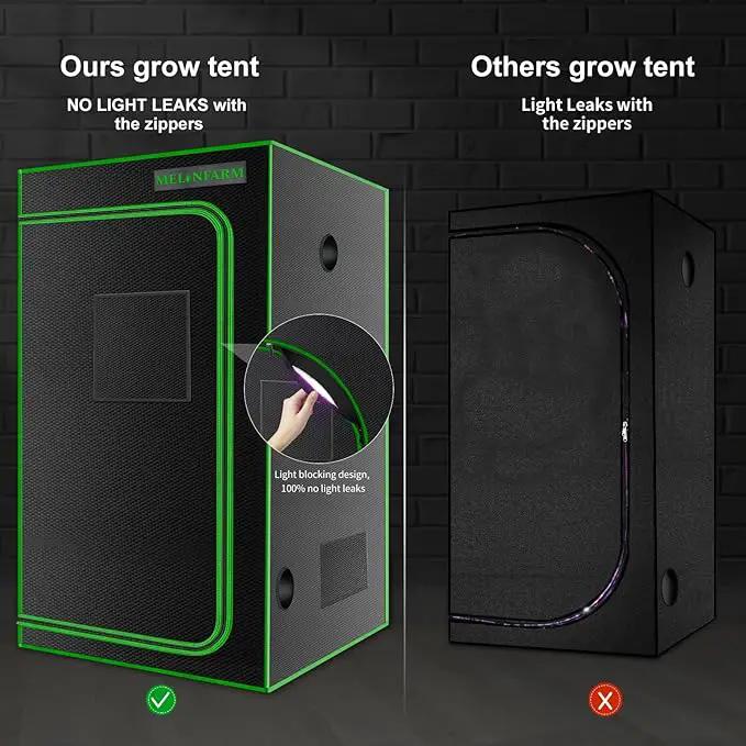 MELONFARM 4x4 Grow Tent, 48"x48"x80'' High Reflective 600D Diamond Mylar Canvas with Observation Window and Floor Tray for Hydroponic Indoor Plant Growing by GreenHaven Gardens