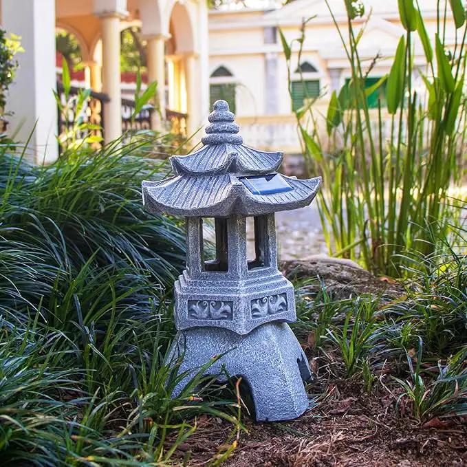 DIBIEECN Japanese Garden Decor Pagoda Garden Statue, Solar Patio Lights, Zen Landscape Lighting Garden Decor, Asian Outdoor Decor for Yard Backyard, Gifts for Women Mom by GreenHaven Gardens