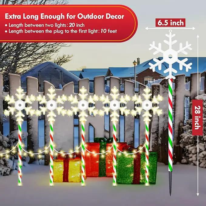 Christmas Pathway Lights Snowflake Outdoor 10PK 28inch 250LED 8 Modes Yard Decoration Flashing Waterproof Outdoor Lighted Up Christmas Light Decor for Garden Yard (R&G) by GreenHaven Gardens