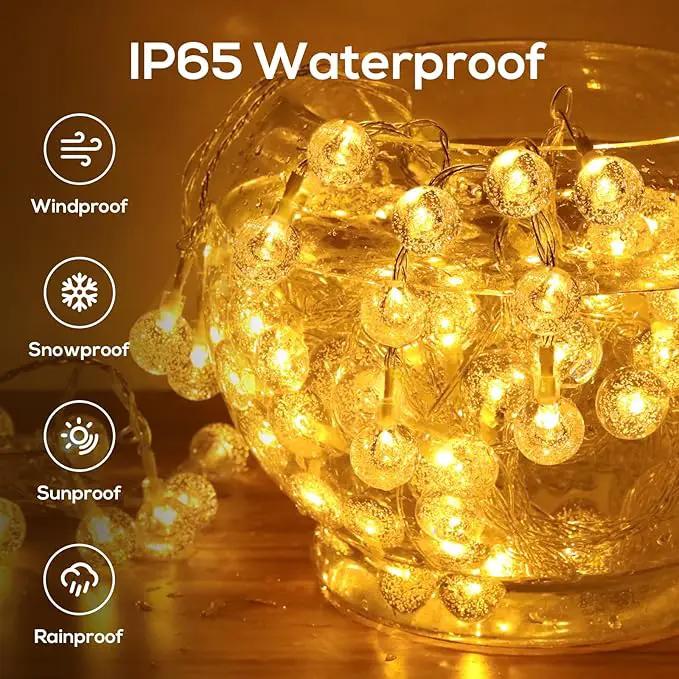 Solar String Lights Outdoor, 56FT 100LED Solar Lights with Remote, IP65 Waterproof, Solar Crystal Globe Patio Lights, 8 Light Modes, Timing, Christmas Decorations for Garden Yard by GreenHaven Gardens