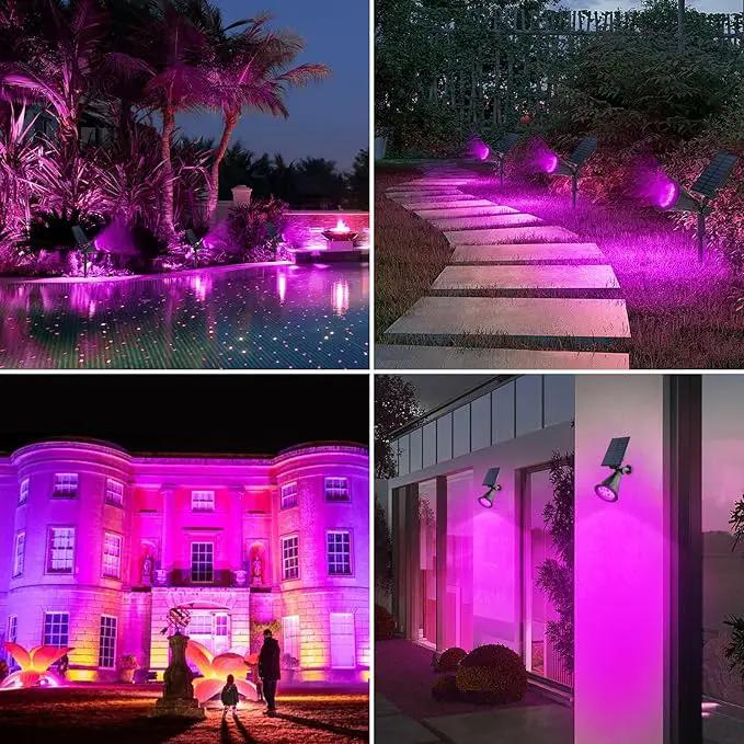 T-SUN Solar Spotlights, 4 LED Solar Waterproof Outdoor Landscape Lights, Auto-on/Auto-Off by Day, 180 Angle Adjustable for Tree, Patio, Yard, Garden, Driveway, Stairs, Pool Area(Purple-1Pack) by GreenHaven Gardens