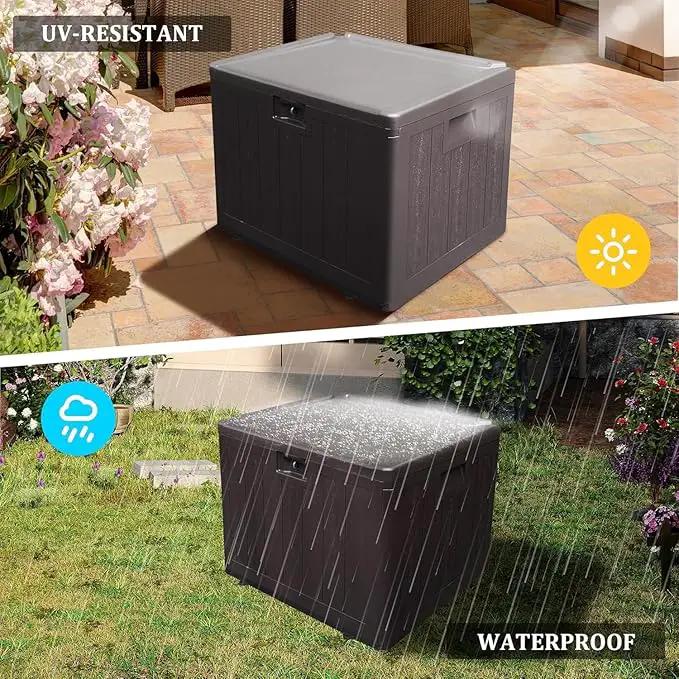 Premium Pro Edition 35 Gallon Lockable Resin Deck Box, Waterproof & UV-Resistant Outdoor Storage Box for Outdoor Storage, Garden Tools & Pool Accessories Storage, Brown by GreenHaven Gardens