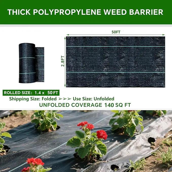 Weed Barrier Landscape Fabric Heavy Duty,3.2 OZ Premium Garden Weed Blocker Fabric for Weed Control, Plastic Ground Cover with Woven Weed Cloth,Durable Landscaping Fabric (2.8 X 50FT) by GreenHaven Gardens