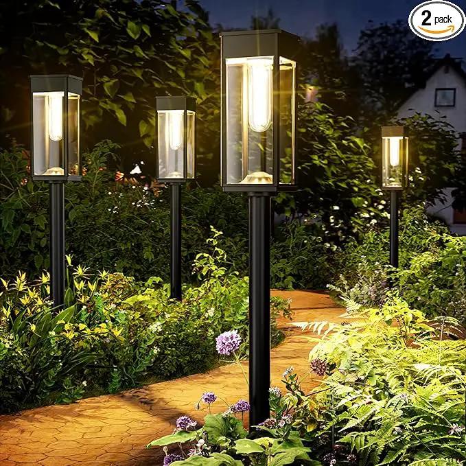 Solar Pathway Lights Outdoor, 2 Pack Bright Solar Lights Outdoor, IP65 Waterproof Solar Garden Lights, Solar Powered Landscape Lighting for Yard Patio Walkway Driveway Pathway (Warm White) by GreenHaven Gardens
