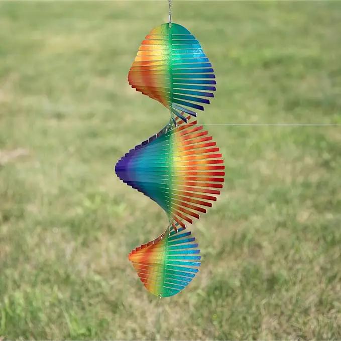 VP Home Rainbow Helix Kinetic Wind Spinner for Yard and Garden Wind Spinner Outdoor Metal Large Hanging Rainbow Decor 3D Garden Art Wind Sculpture Spinners Kinetic Art Garden Spinner by GreenHaven Gardens