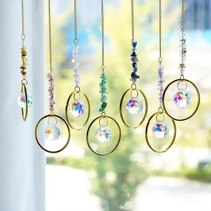 7PCS Crystal Suncatchers Rainbow Maker Healing Crystals for Window Prism Balls Indoor Outdoor Hanging Ornament Pendant Decor for Home, Garden, Wedding, Christmas by GreenHaven Gardens