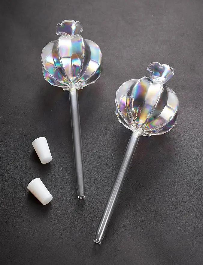 NiHome Plant Watering Globes 4-Pack, Iridescent Glass Cactus Self Watering Globe, Glass Waterer for Potted Plants - 4.7OZ/140 ML Capacity Automatic Mini Irrigation System, Adorable Gardening Gift by GreenHaven Gardens