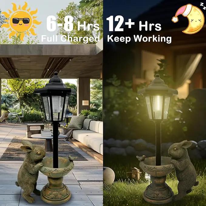 Rabbit Garden Statue with Solar Lantern - 15.8“ Outdoor Bunny Statue Bronze Resin Rabbit Figurines for Outside, Yard, Patio, Lawn Decor, Housewarming Gifts for Women, Mom by GreenHaven Gardens