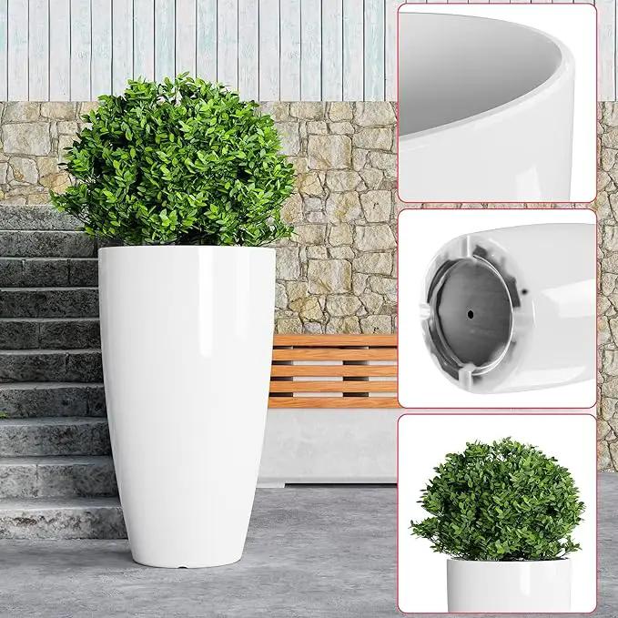 QCQHDU 21 inch Tall Planters for Indoor & Outdoor Plants, 2 Pack Sturdy Plant-Flower-Tree Pots for Front Porch Patio Deck Living Room Decor by GreenHaven Gardens
